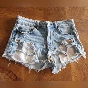 AEO Destroyed Stretch Denim Shorts
